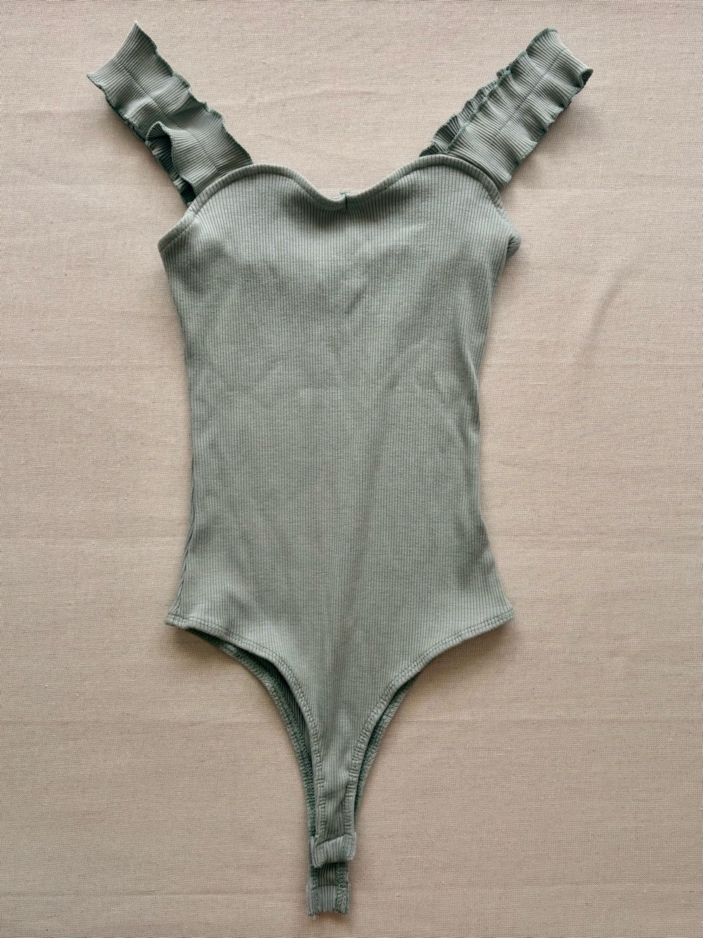 Francesca’s Ribbed One-Piece Bodysuit - Sage Green